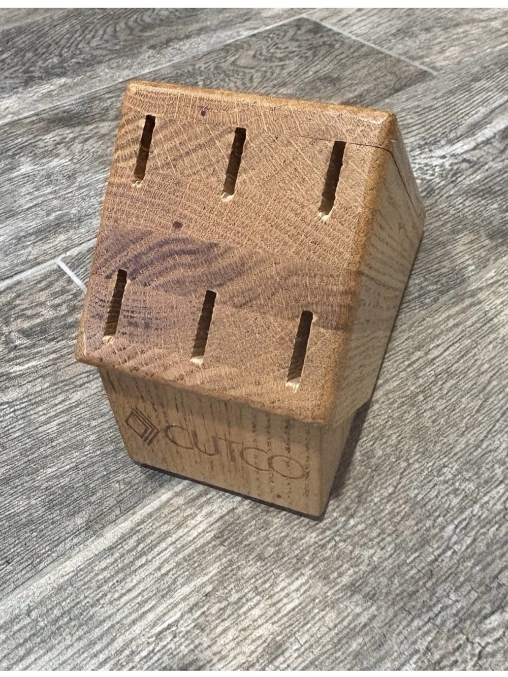 Cutco Knife Block 6 Table Steak Knife SLOTS Honey Oak Made In USA Gourmet